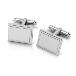 Krysaliis Sterling Engravable Stepped Edge Rectangle Cufflink
 Gift Boxed